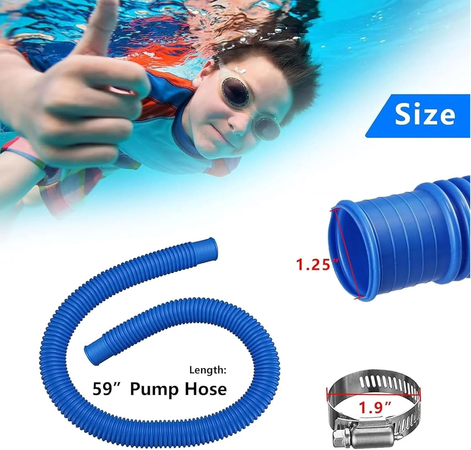 Pool Hose Replacement 1-1/4-Inch for Above Ground Pools – 1.25″*59″ Diameter Poo