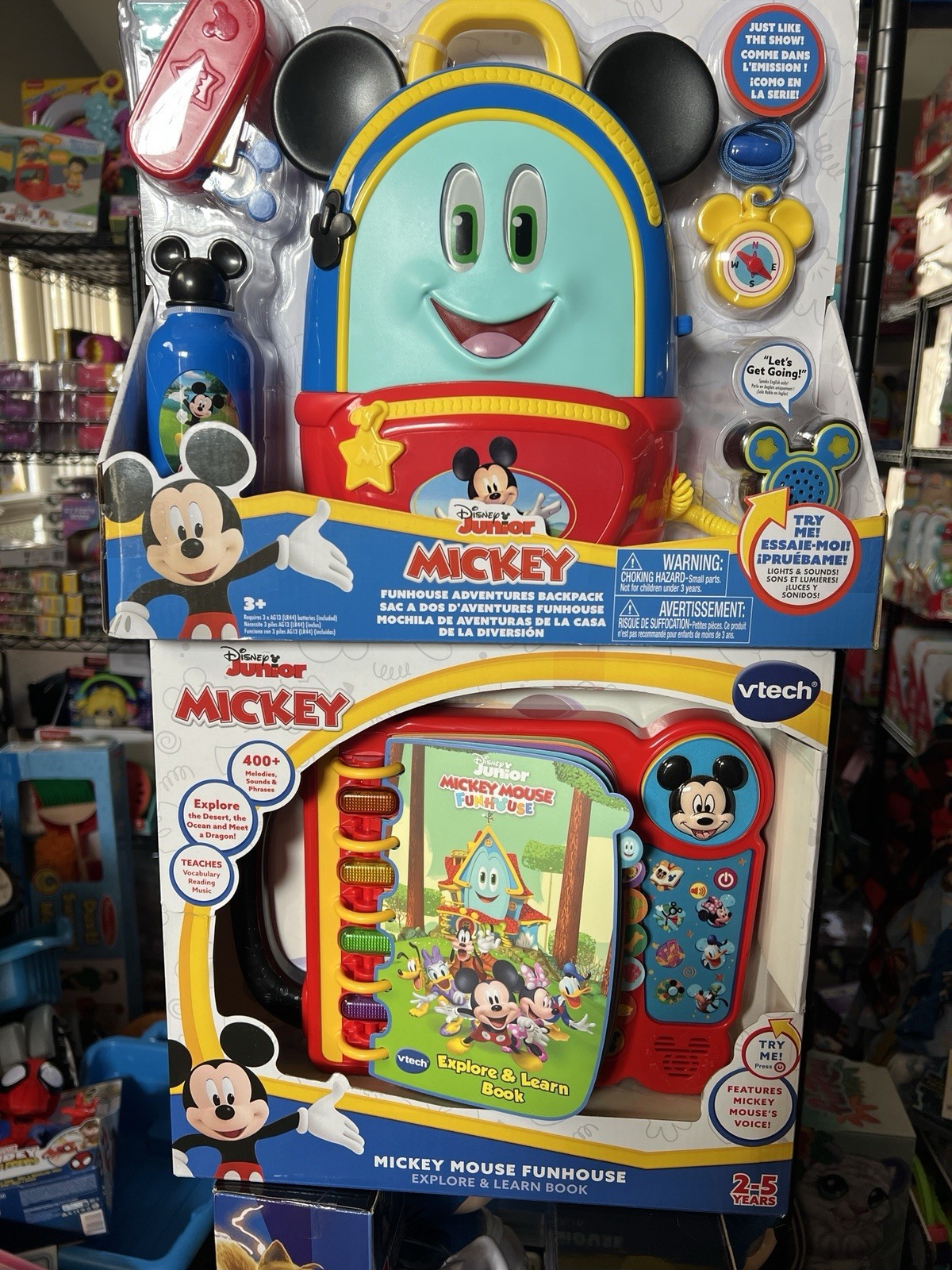 MICKEY MOUSE FUNHOUSE BACKPACKS AND ELECTRONIC BOOK