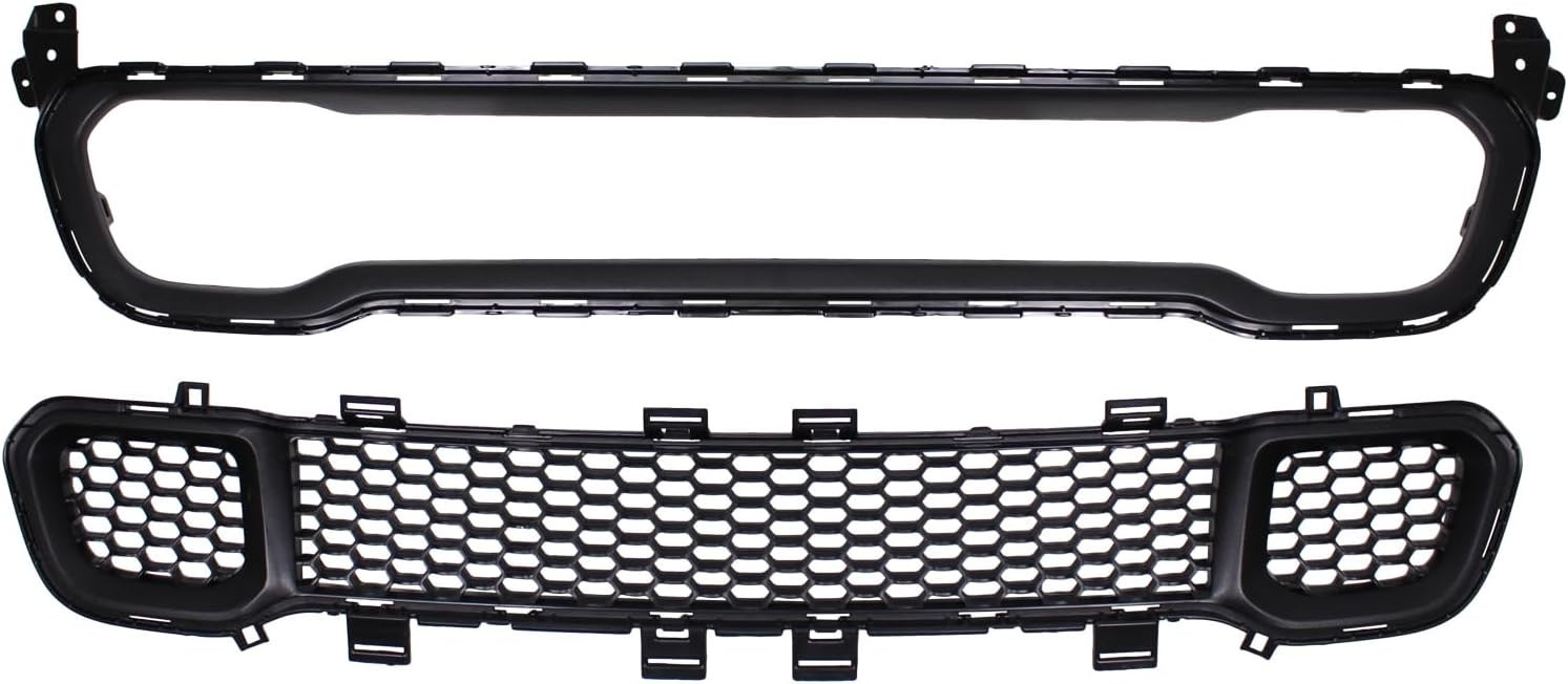 Front Lower Grill Grille and Molding Trim Black for Jeep Cherokee 2014-2018