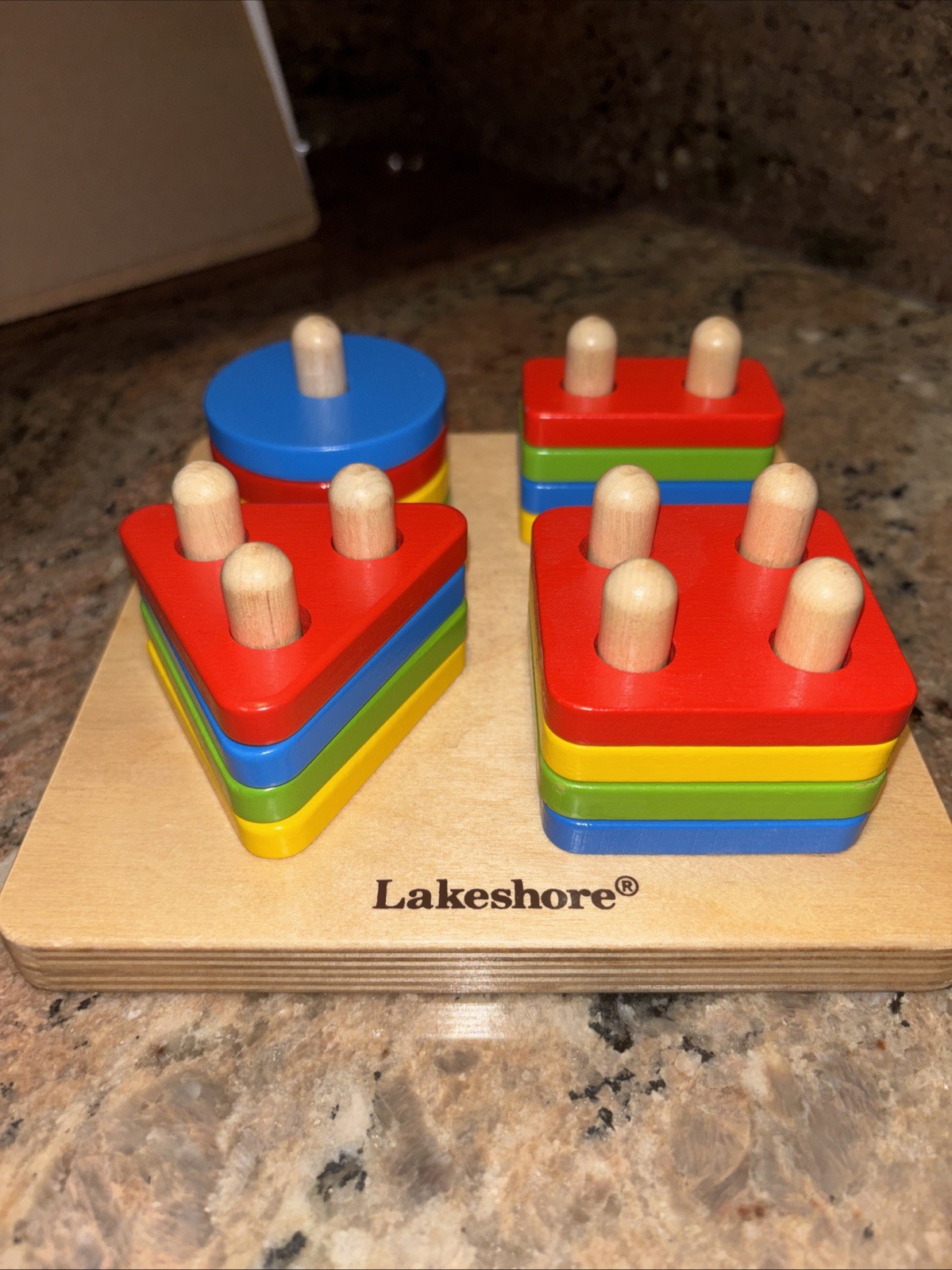 LAKESHORE Sort A Shape Activity Board / Developmental Wooden Toy #19217