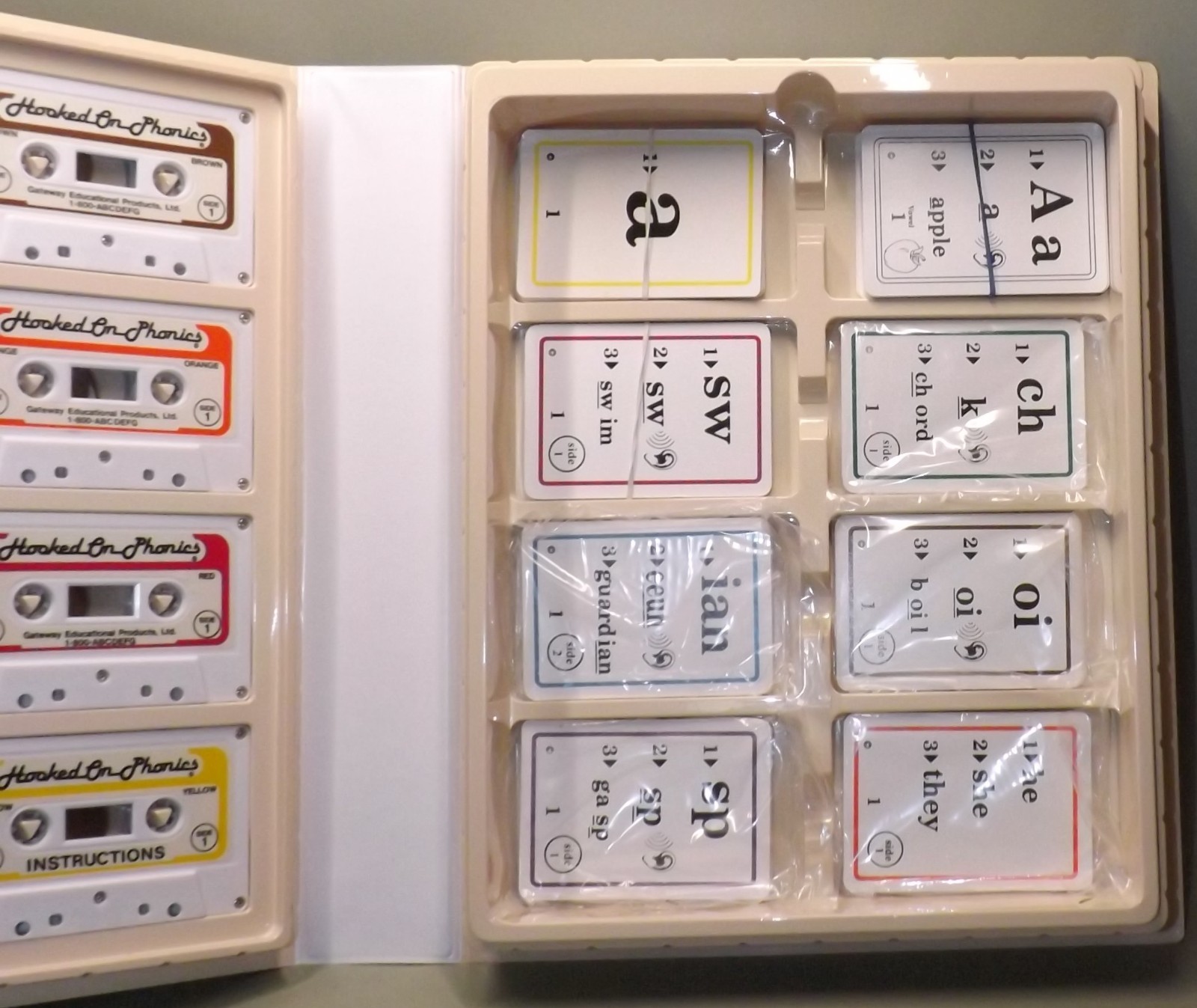 Vintage Hooked on Phonics Educational Kit, Cassette Tapes, Cards & Booklets
