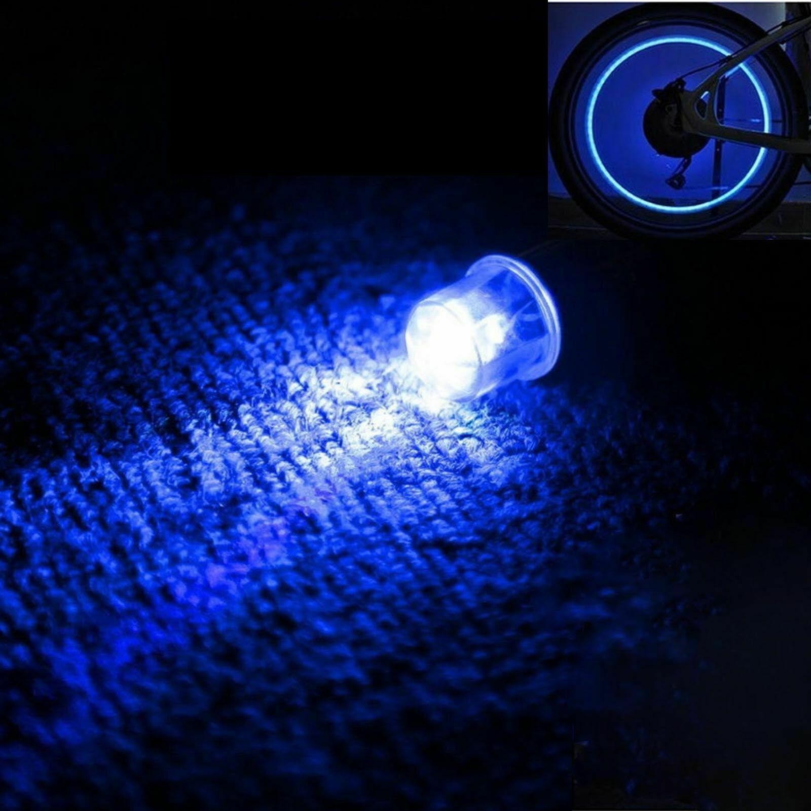 4x Car Wheel Tire Tyre Air Valve Stem Blue LED Light Lamp Caps Cover Accessories