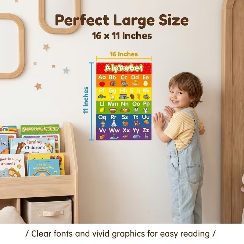 Set Of 8 Educational Posters Designed For Toddlers, Suitable For Preschool, Elem