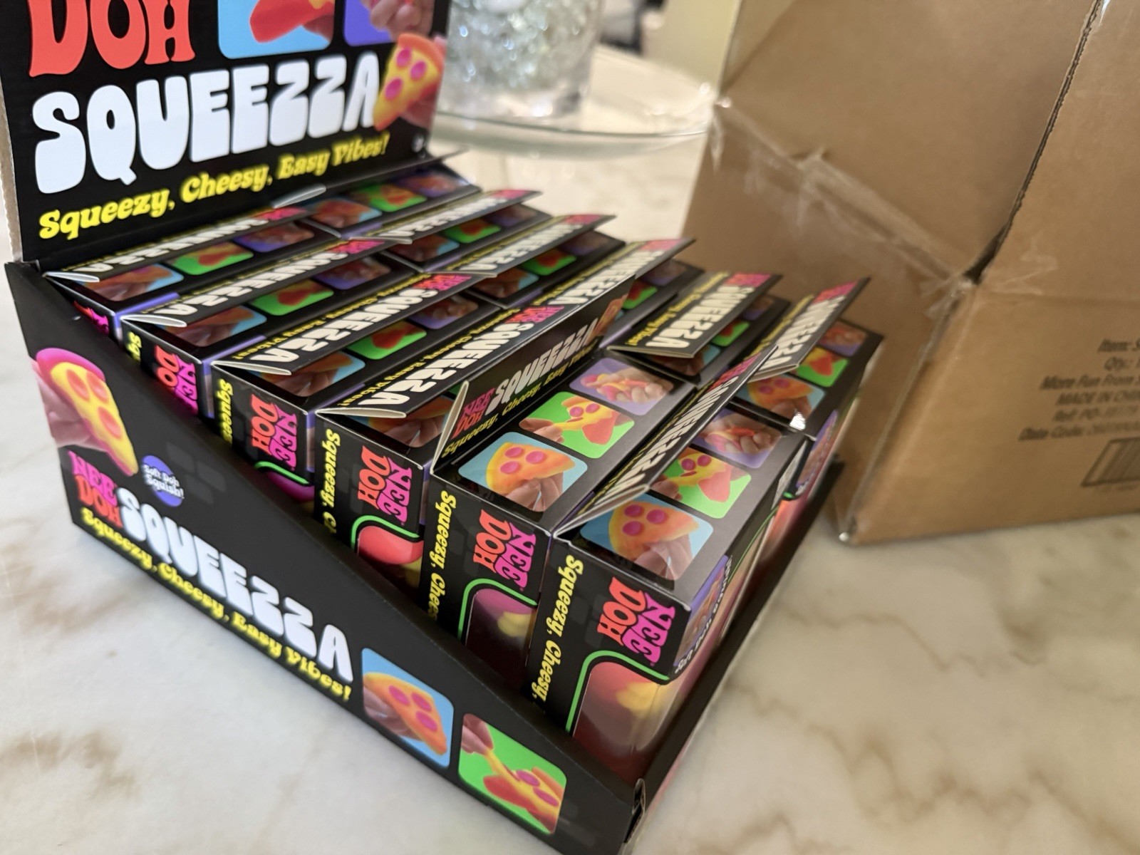 2 AUTHENTIC NeeDoh SQUEEZZA Pizza Slice🍕 Squishy SQUISHIES Nee Doh PINK YELLOW