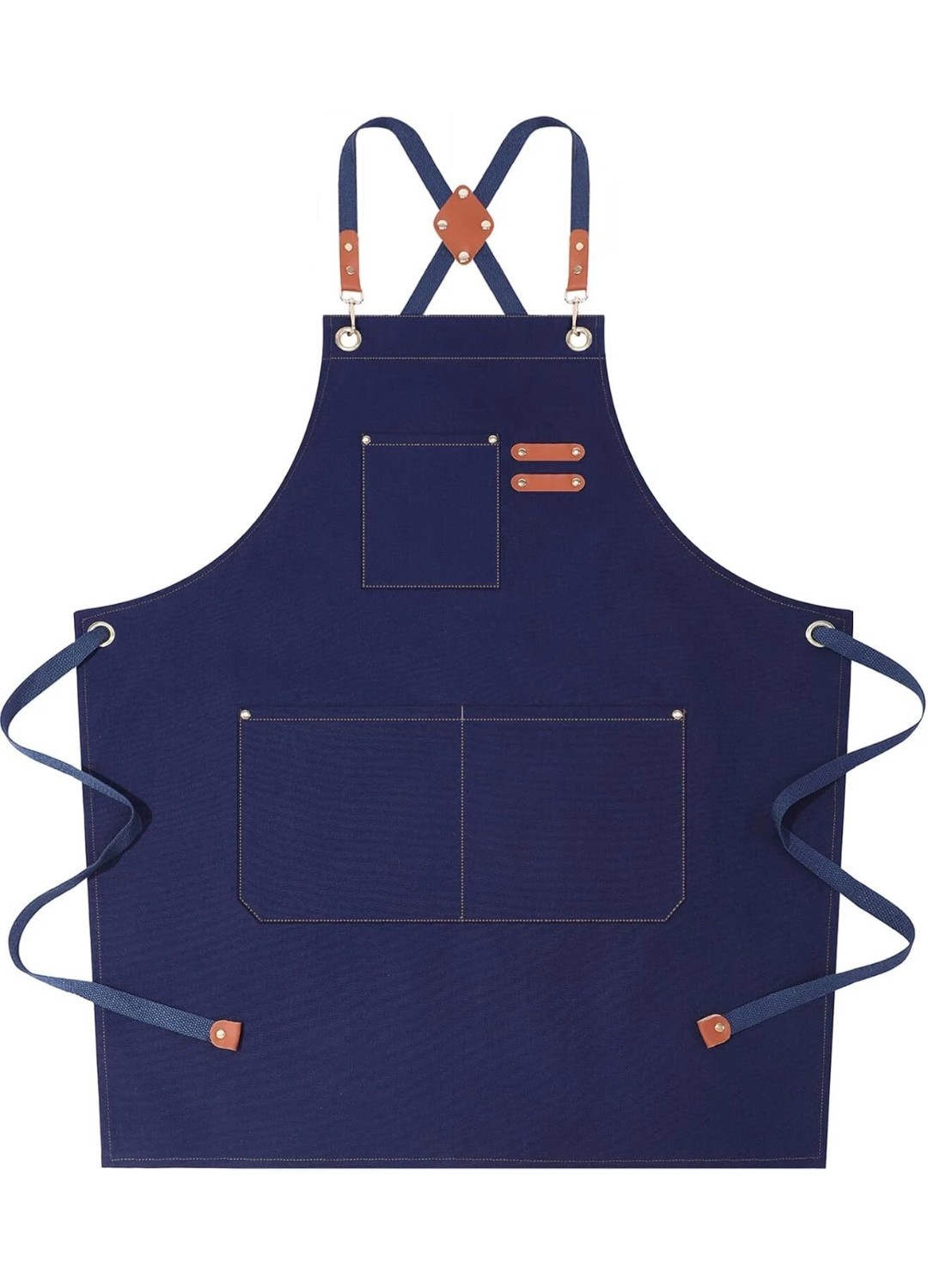 AFUN Chef Aprons for Women Men with Large Pockets, Cotton Canvas Cross Back