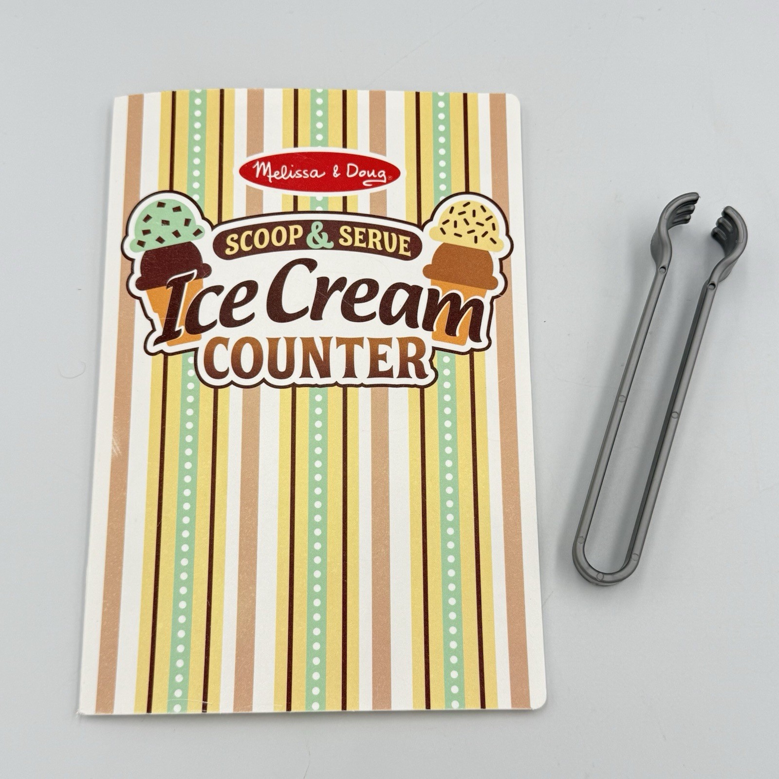 Melissa & Doug Replacement MENU & TONGS for Scoop & Serve Ice Cream Counter