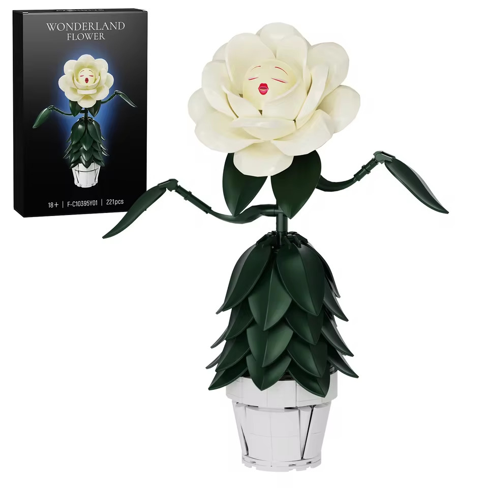 Fantasy Tea Party Flower Building Block Set with Plant Display
