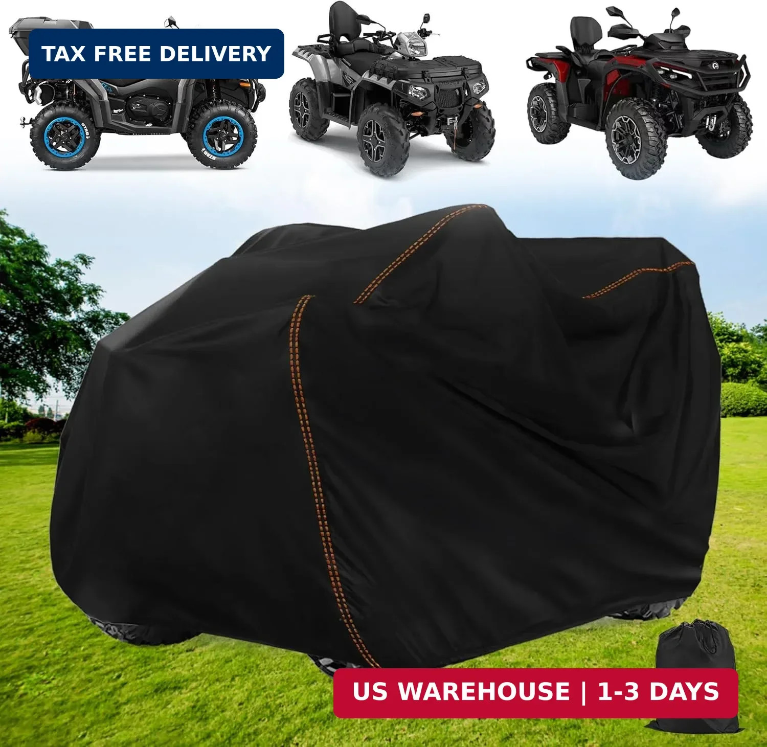 QYMOTO ATV Cover,420D Large ATV Cover XXL 2-UP,4 Wheeler Quad Durable Waterproof