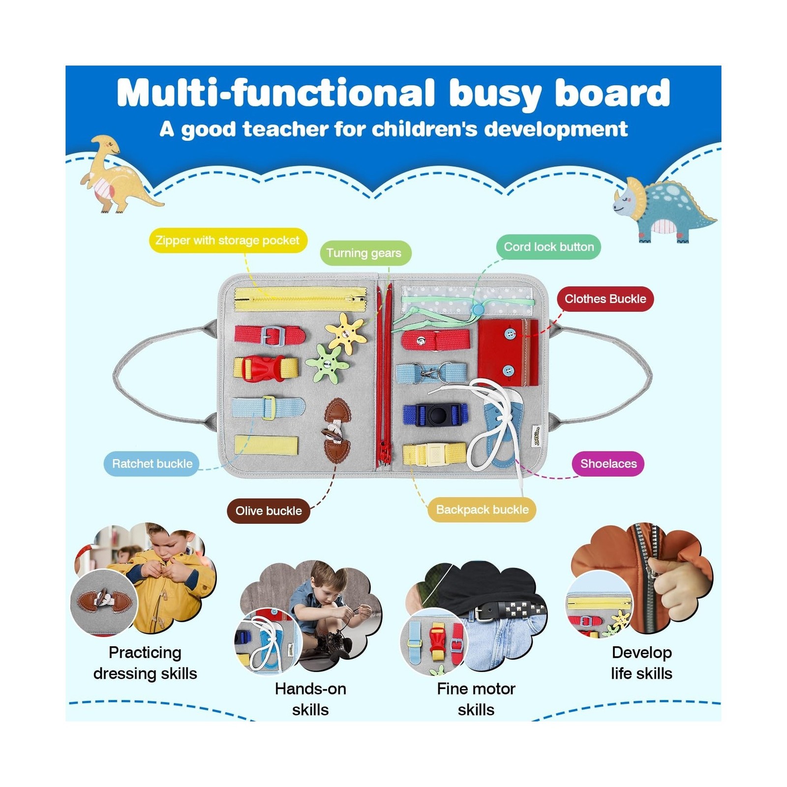 Busy Board Montessori Toys for 1 2 3 4 Year Old Boy & Girl Birthday… Fast Ship