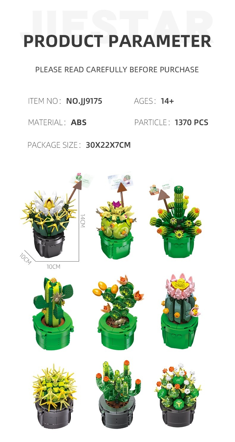 Cactus Potted Plant Set 9 Sets Building Blocks Creative Toy