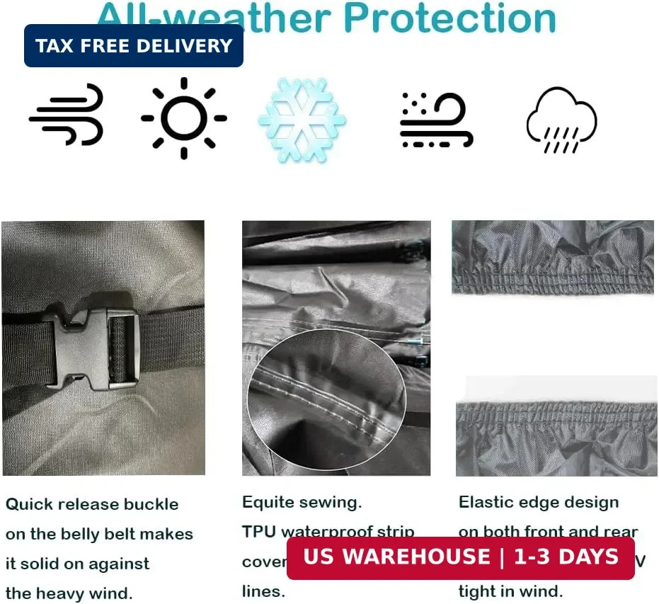 QYMOTO ATV Cover,420D Large ATV Cover XXL 2-UP,4 Wheeler Quad Durable Waterproof
