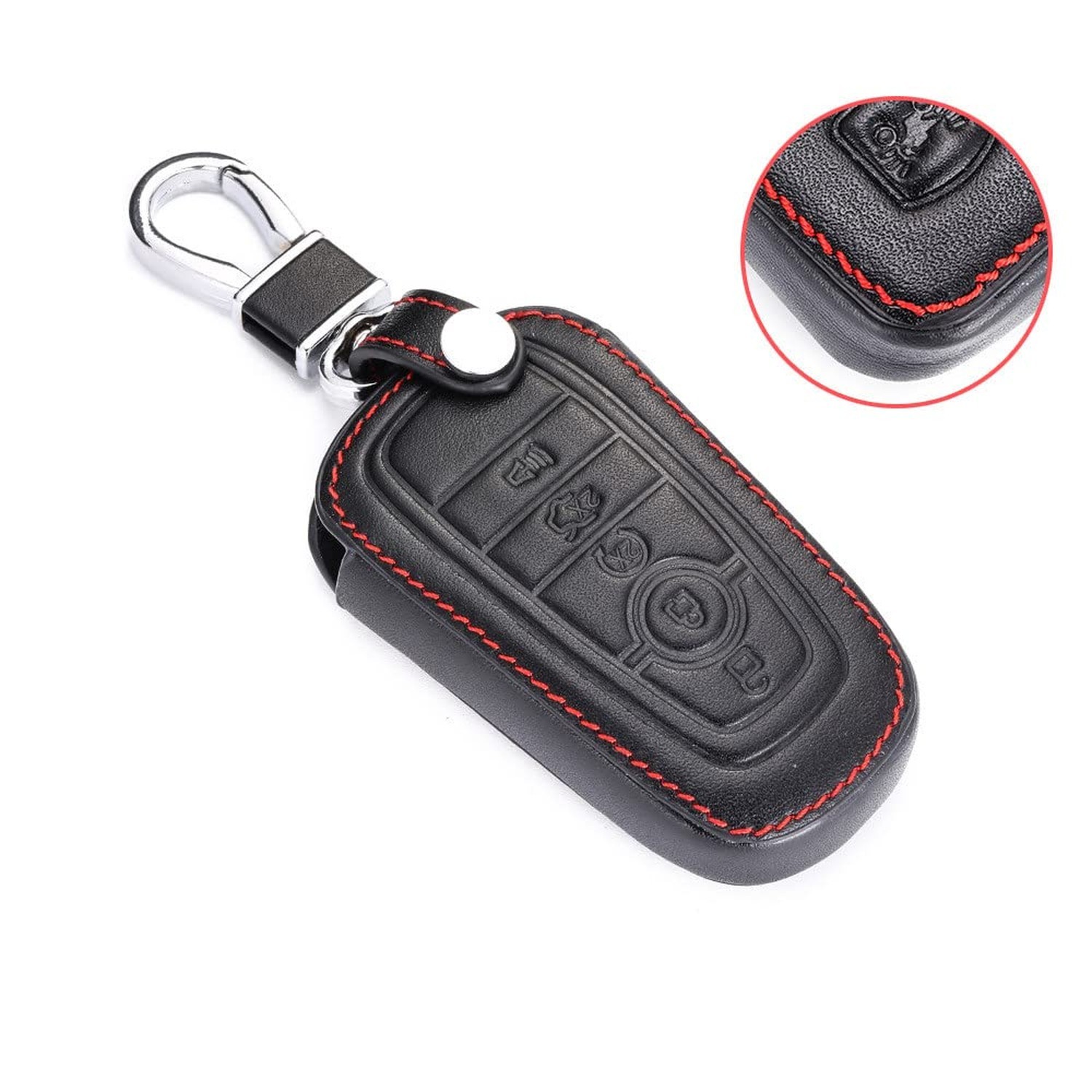 Leather Key Fob Cover Case for 2018 2019 2020 2021 Ford Mustang Explorer Edge…