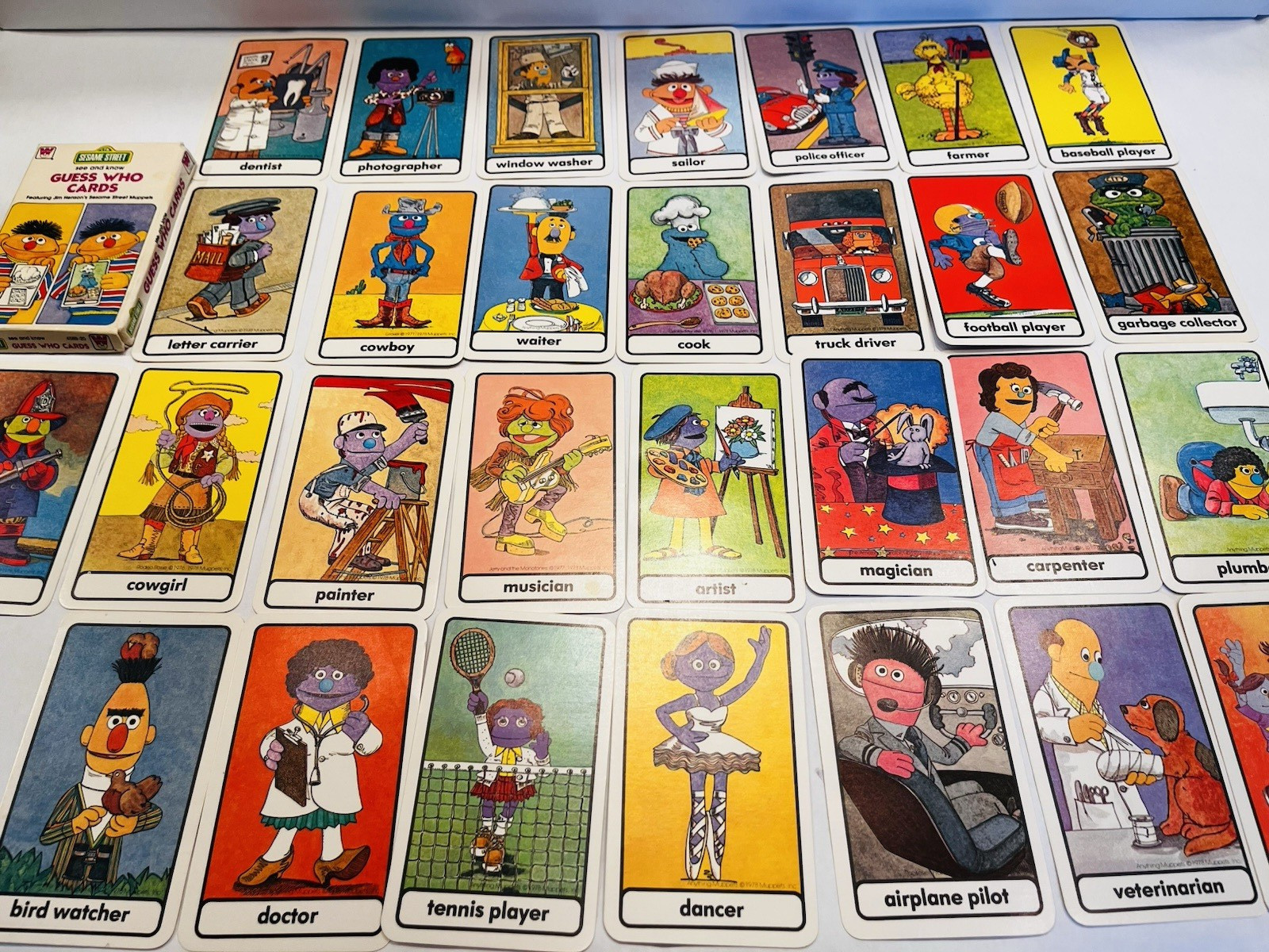 Vintage Sesame Street Guess Who Cards Preschool Learning *MISSING 1 CARD* BIN 53