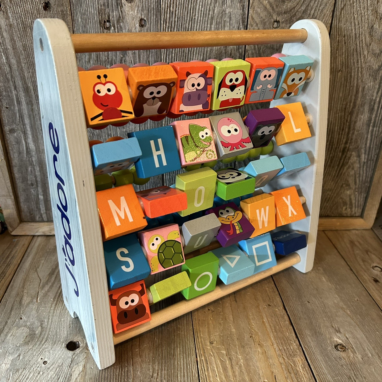 J’Adore Double Sided Abacus Learning Math Beads/Letters W/ Corrosponding Animals