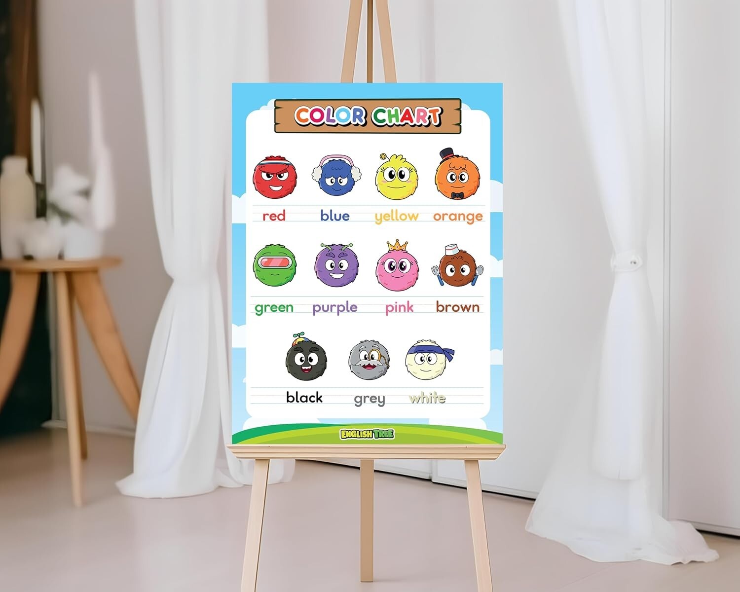 ENGLISH TREE Color Poster, 18″ x 24″, Educational Color Chart for Classrooms