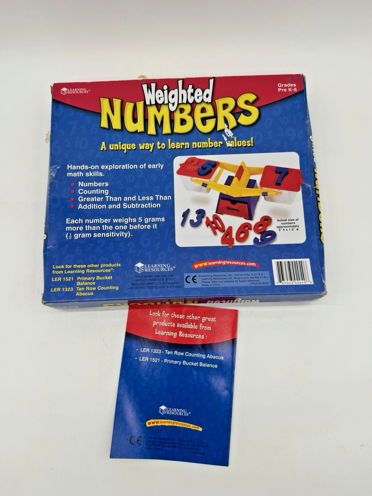 NEW Learning Resources Jumbo Plastic Weighted Numbers Balance Scale LER 2049 NIB