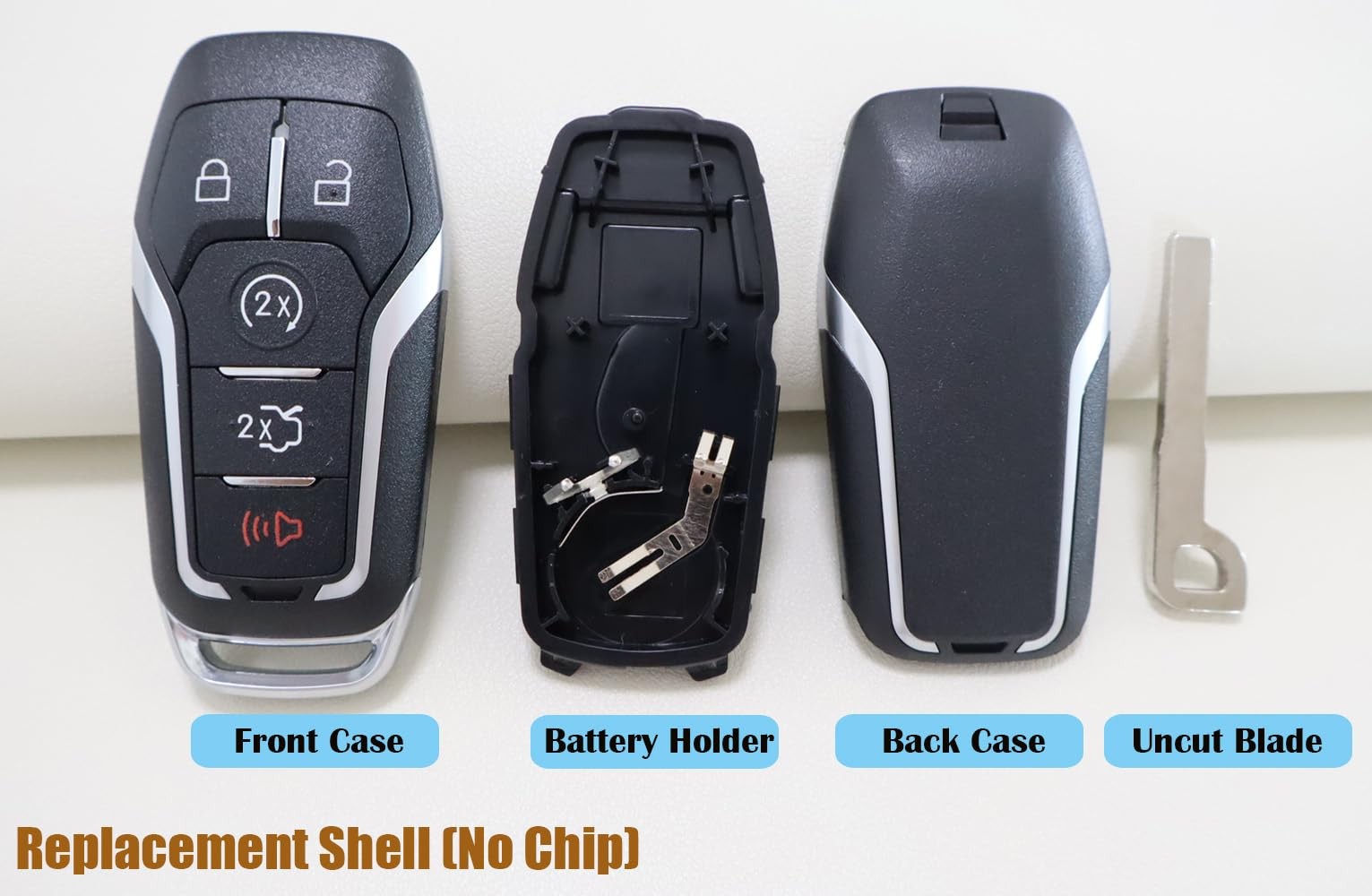 Horande Replacement Key Fob Shell fit for Ford Fusion Explorer s, Black