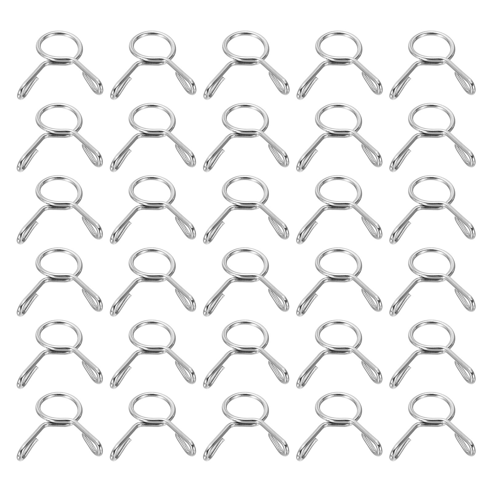 30Pcs 7.5mm ID 8.8mm OD Fuel Line Hose Clips Spring Clips Clamps Silver