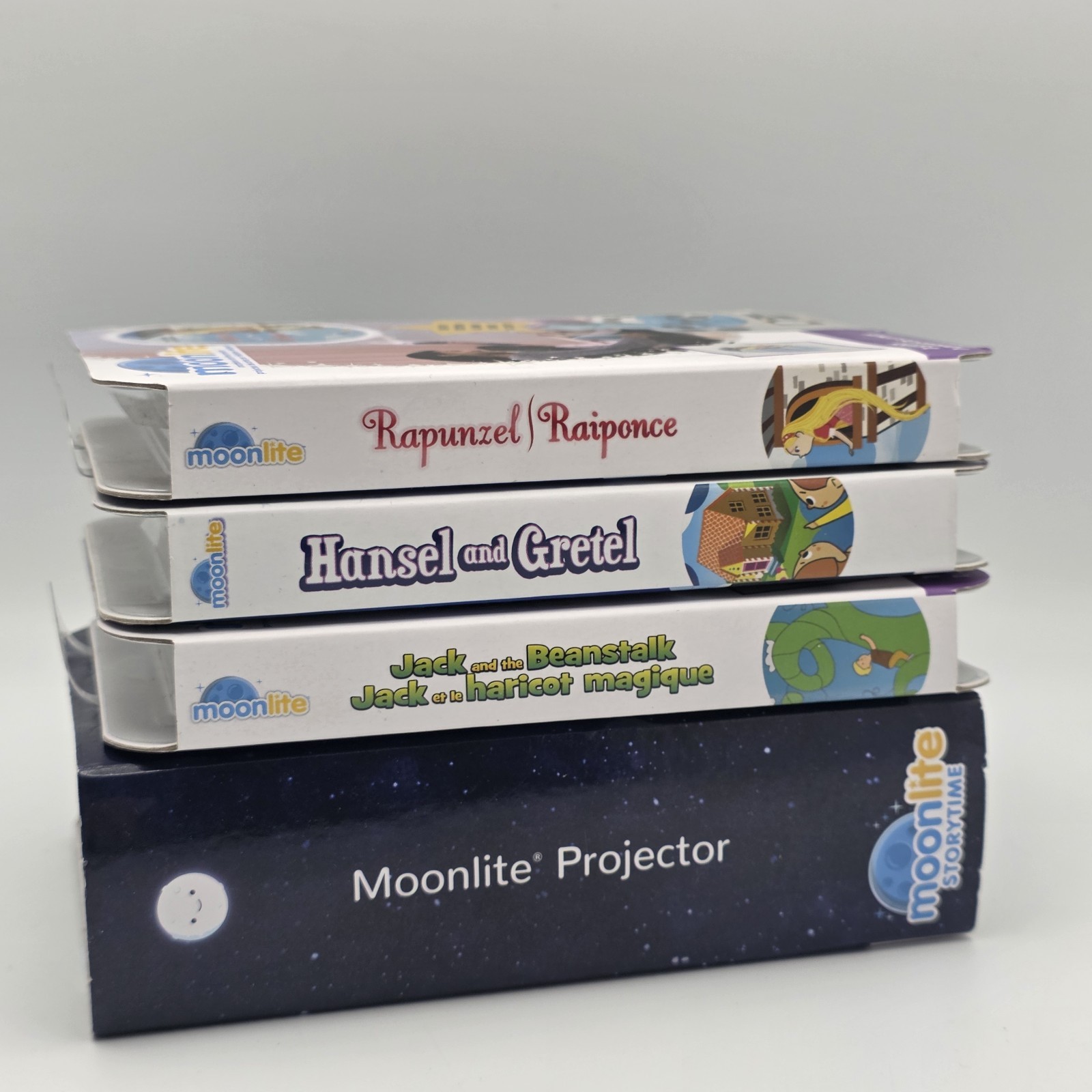 Moonlite Story Projector + 3 Discs Rapunzel Hanzel & Gretel Jack & The Beanstalk