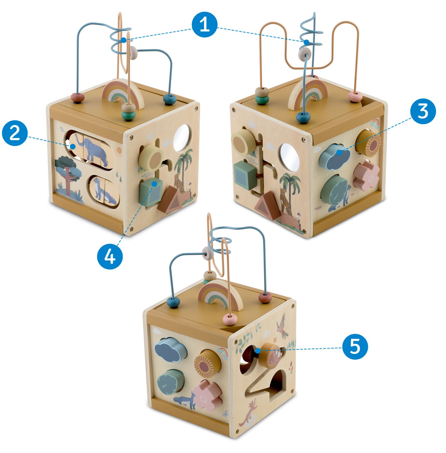 NK-861 Nukido Wooden Cube Sensory Toy