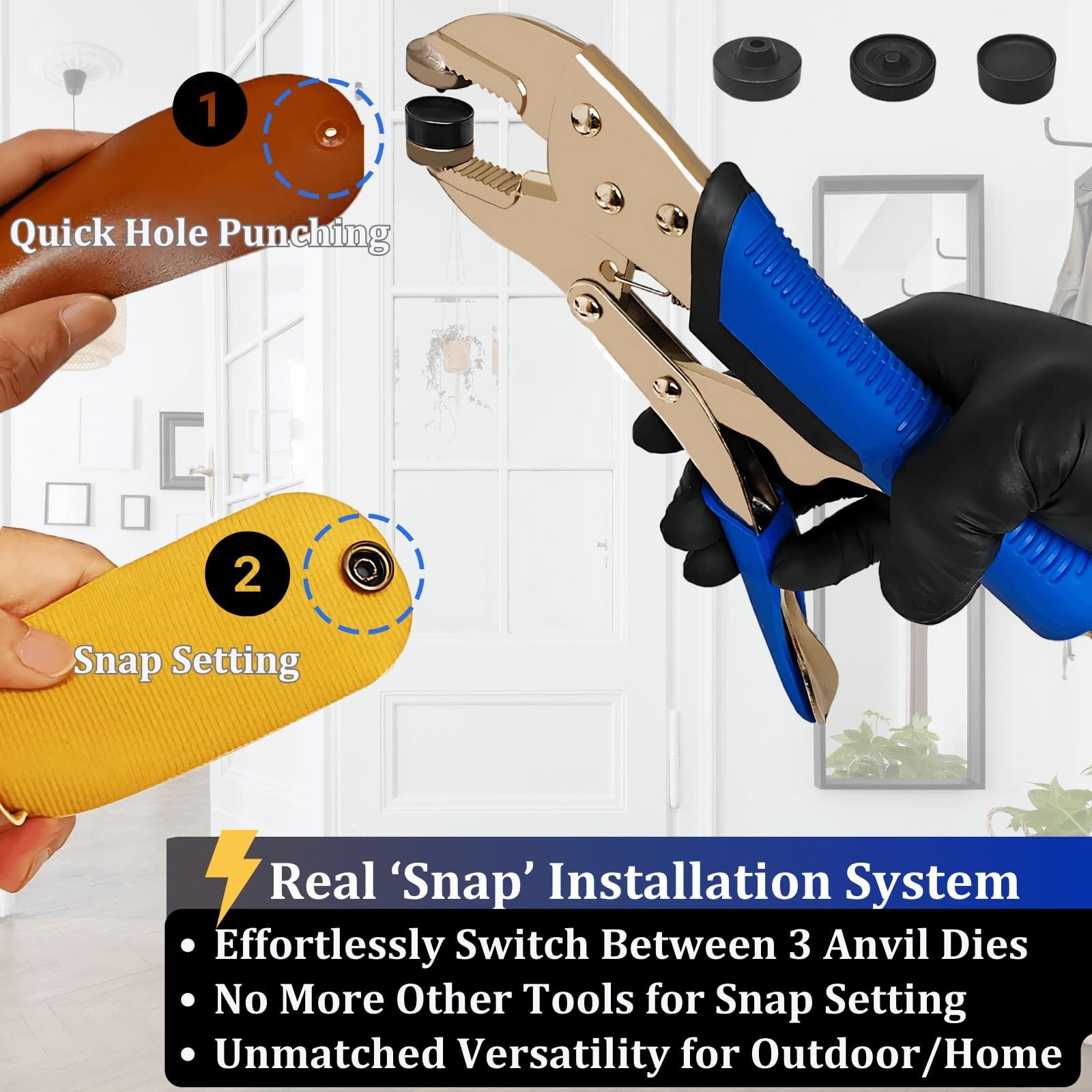 Jiffy2NE1 Snap Button Kit, with 120-Set 15mm Metal Press Stud Button in 4 Col…