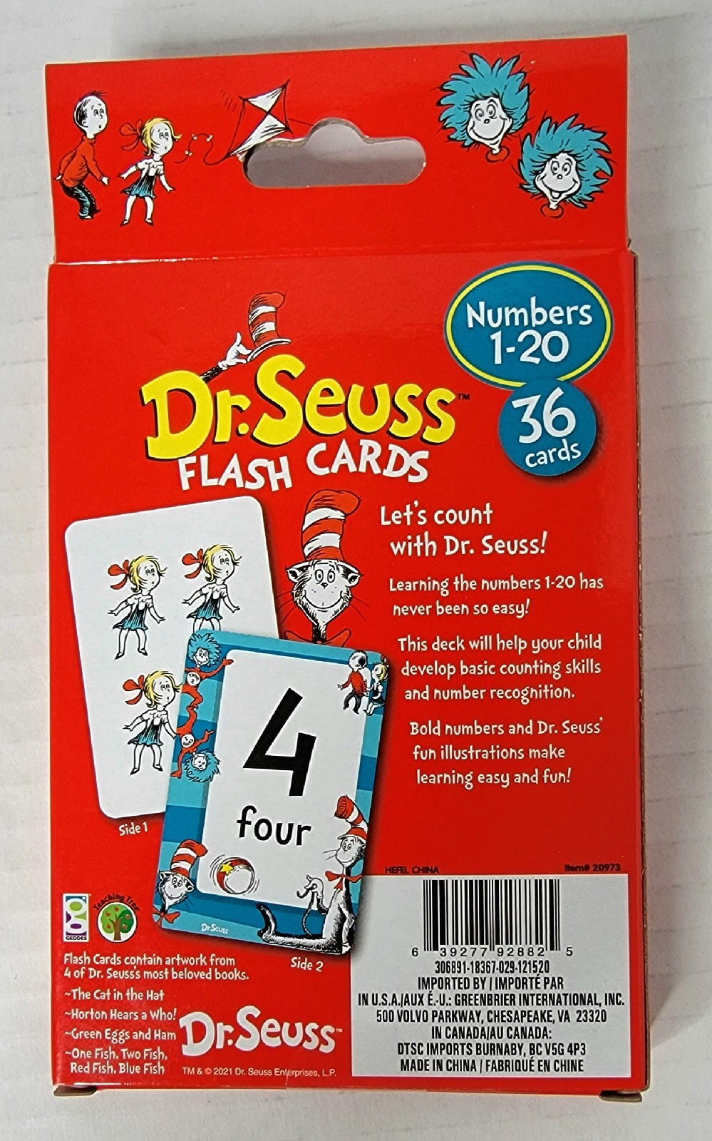 Dr. Seuss Cat In The Hat Flash Cards 3 Pack ABC’s Words Numbers Colors Shapes