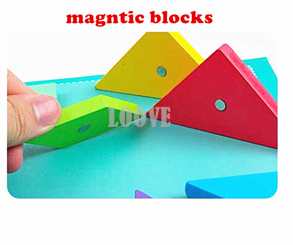 Children Wooden Magnetic Tangram Puzzle Shape Game Educational Book Kids Toys