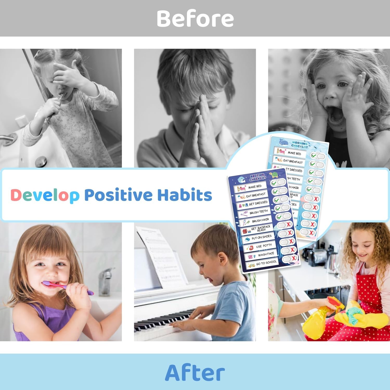 3-in-1 Kids Routine Chart – Magnetic Chore & Visual Schedule Board for Toddlers