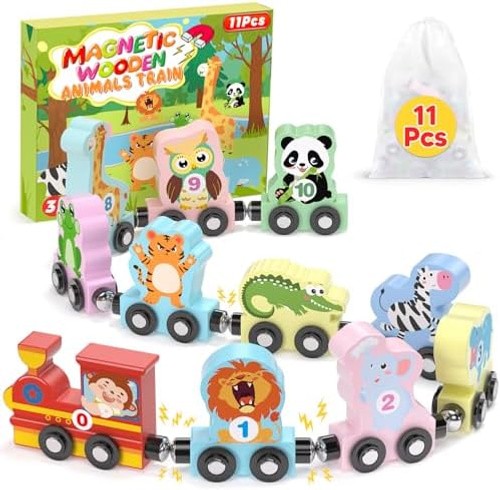 11 Pcs Magnetic Train Set Montessori Toys for 1 2 3 Years Old Toddlers Boys G…