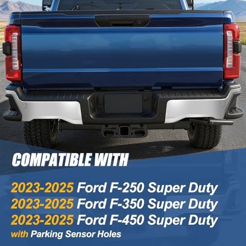 23-26 Ford F250 F350 F450 Rear Bumper End Cap Chrome Left Driver w/Sensor Holes