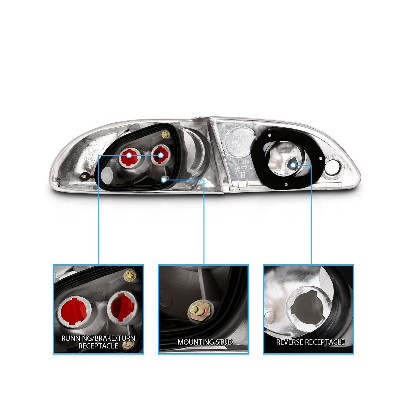 Black Tail Lights Pair Fit For Toyota Corolla 1998-2002 – Brake Lamps