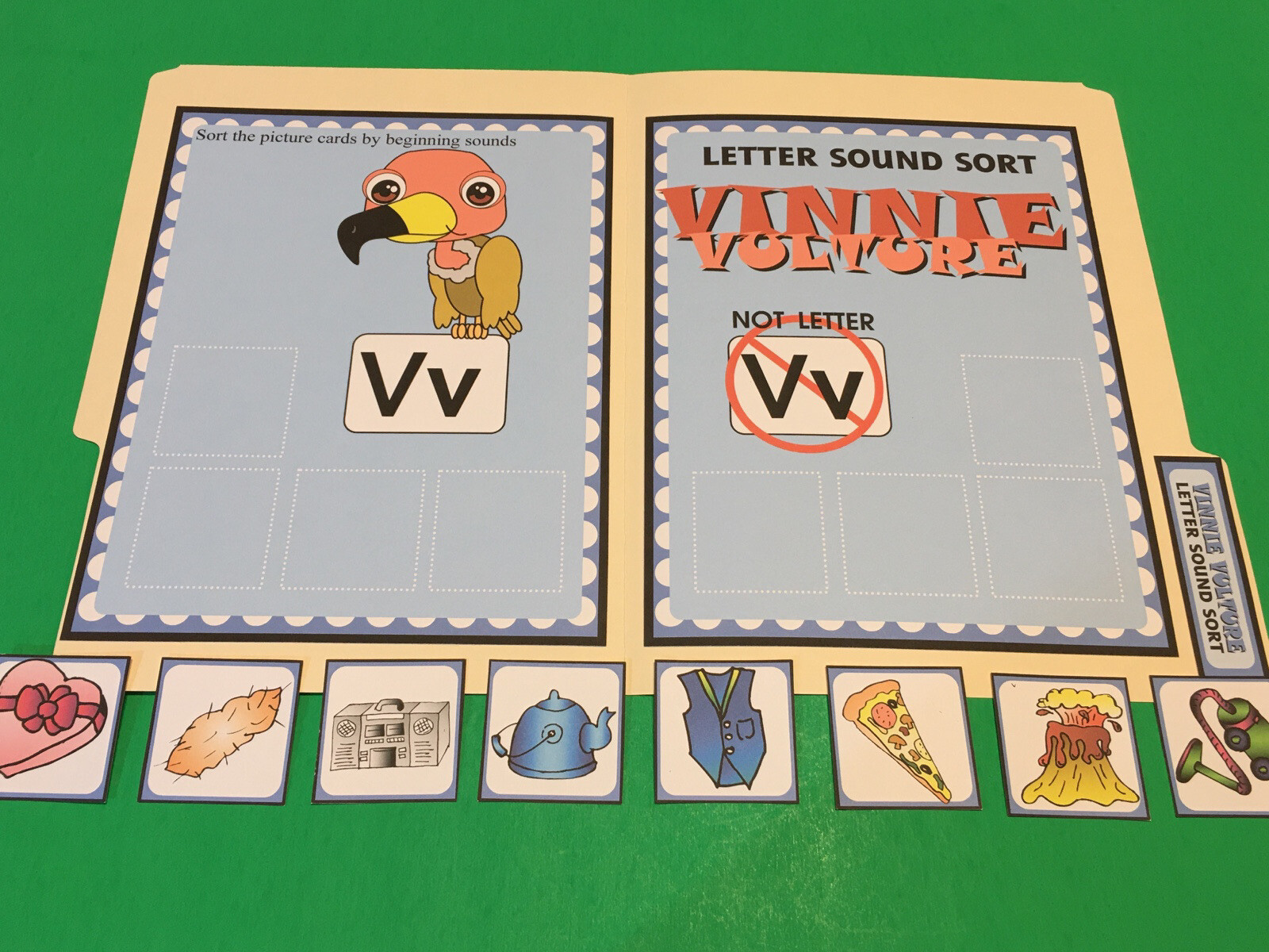 Vinny Vulture – Letter Vv – DIY File Folder game – Printed / Uncut