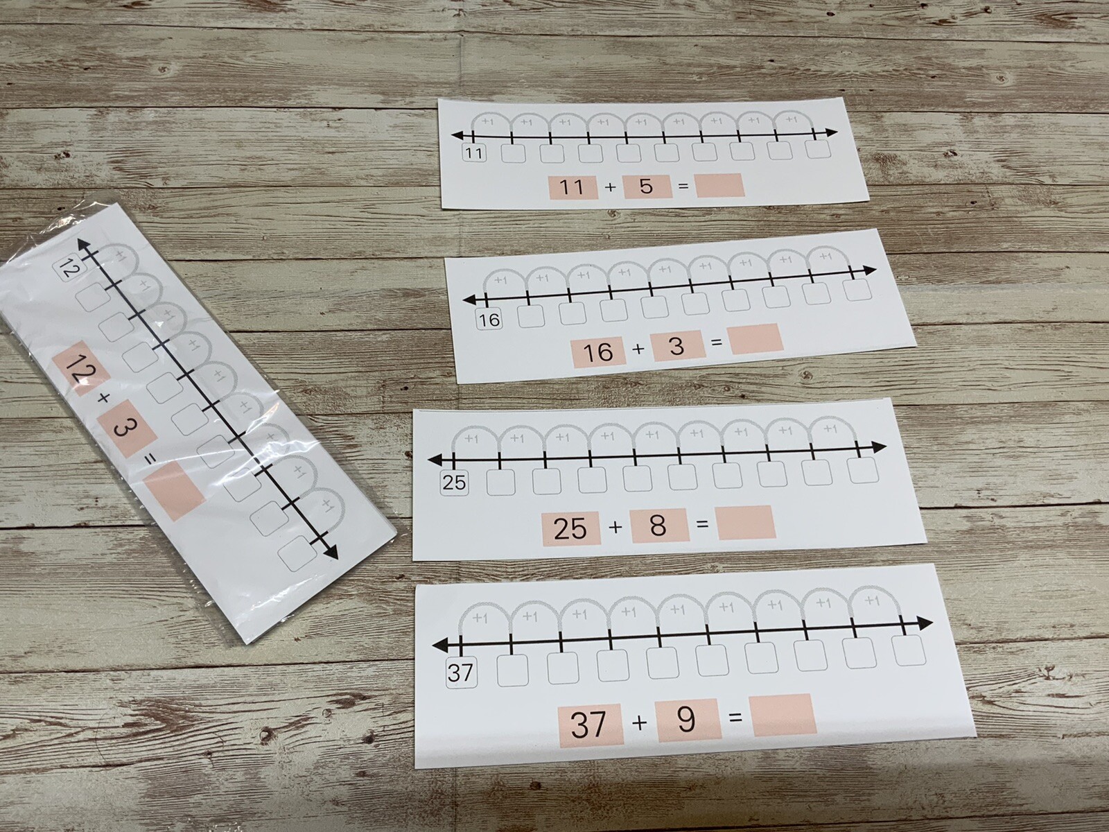 Number Line +1 – Math Center – Dry Erase – 30 Laminated Activity Cards