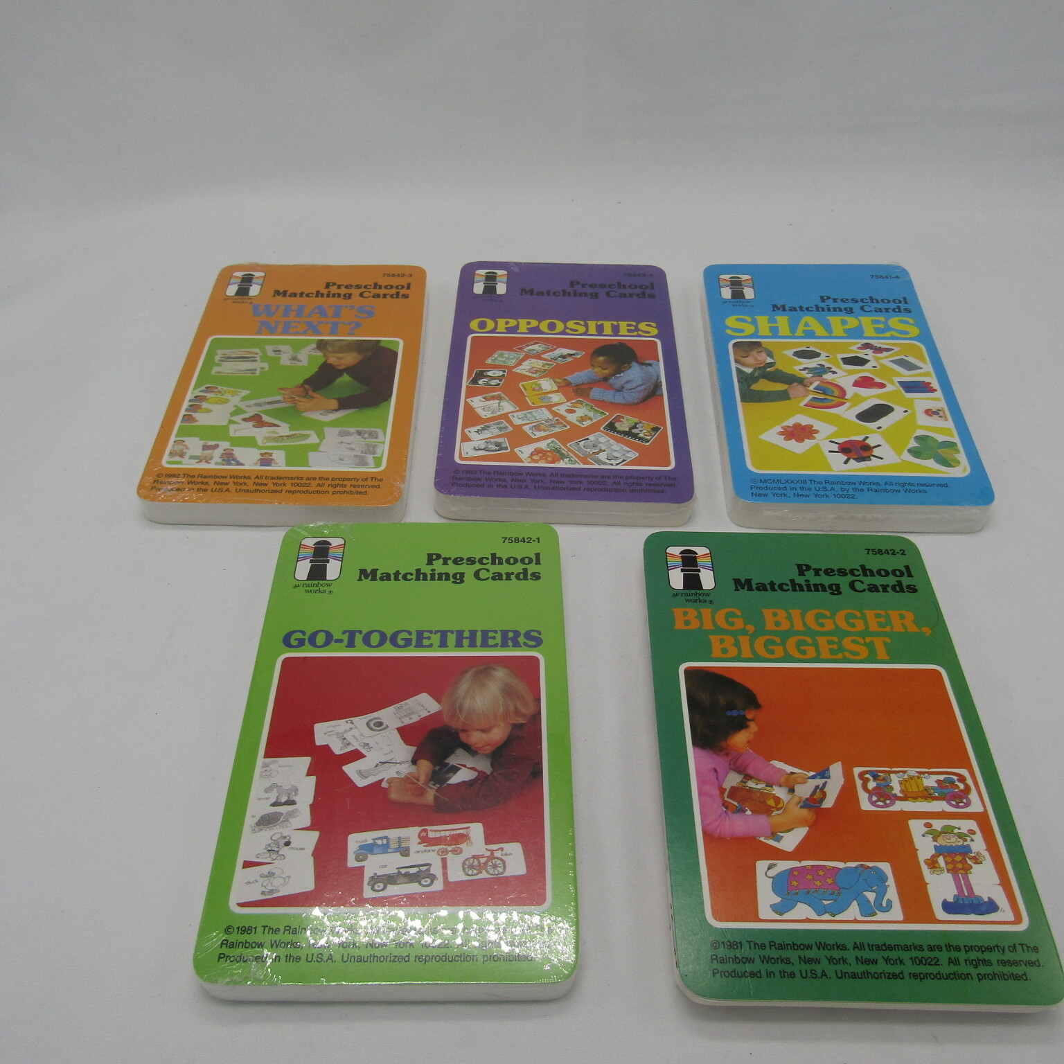 Vintage 1980s Rainbow Works Preschool Matching Cards 4 sets Sealed 1 set open