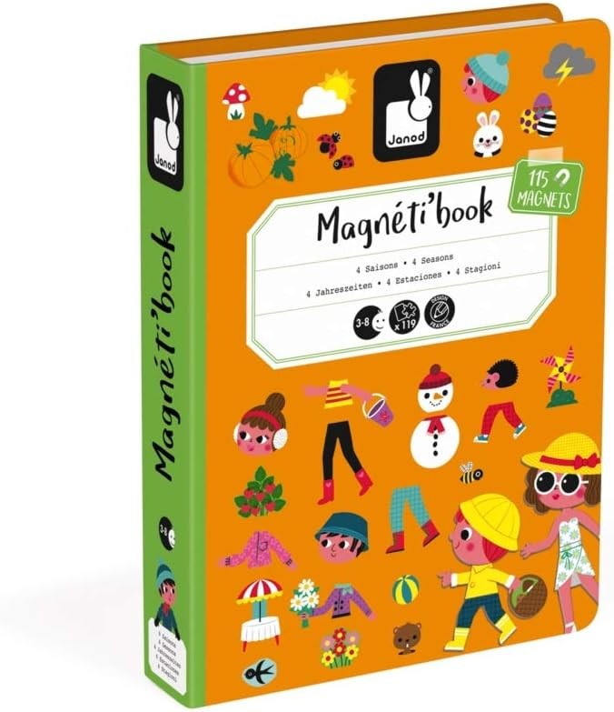 Janod • Magneti’Book 4 Seasons • 3 to 8 Years • Educational Magnetic Games Toy f