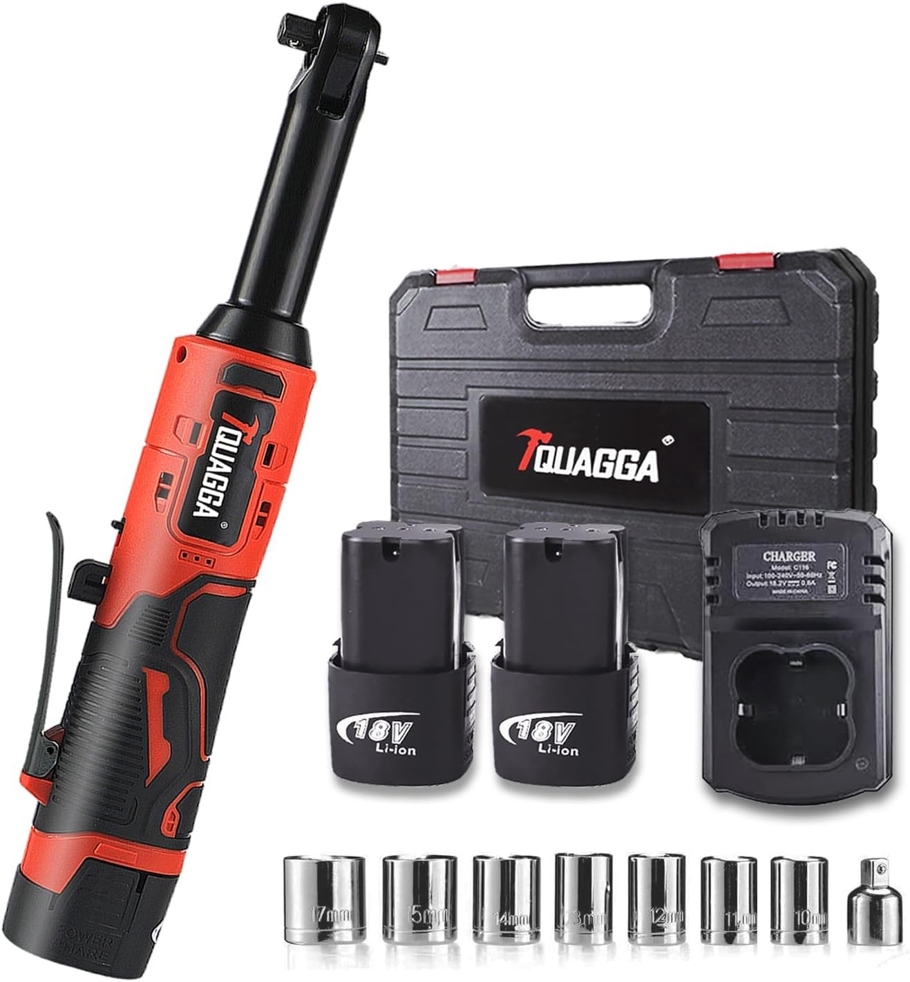 3/8″ Cordless Electric Ratchet Wrench Set, 18V Power Ratchet Tool Kit