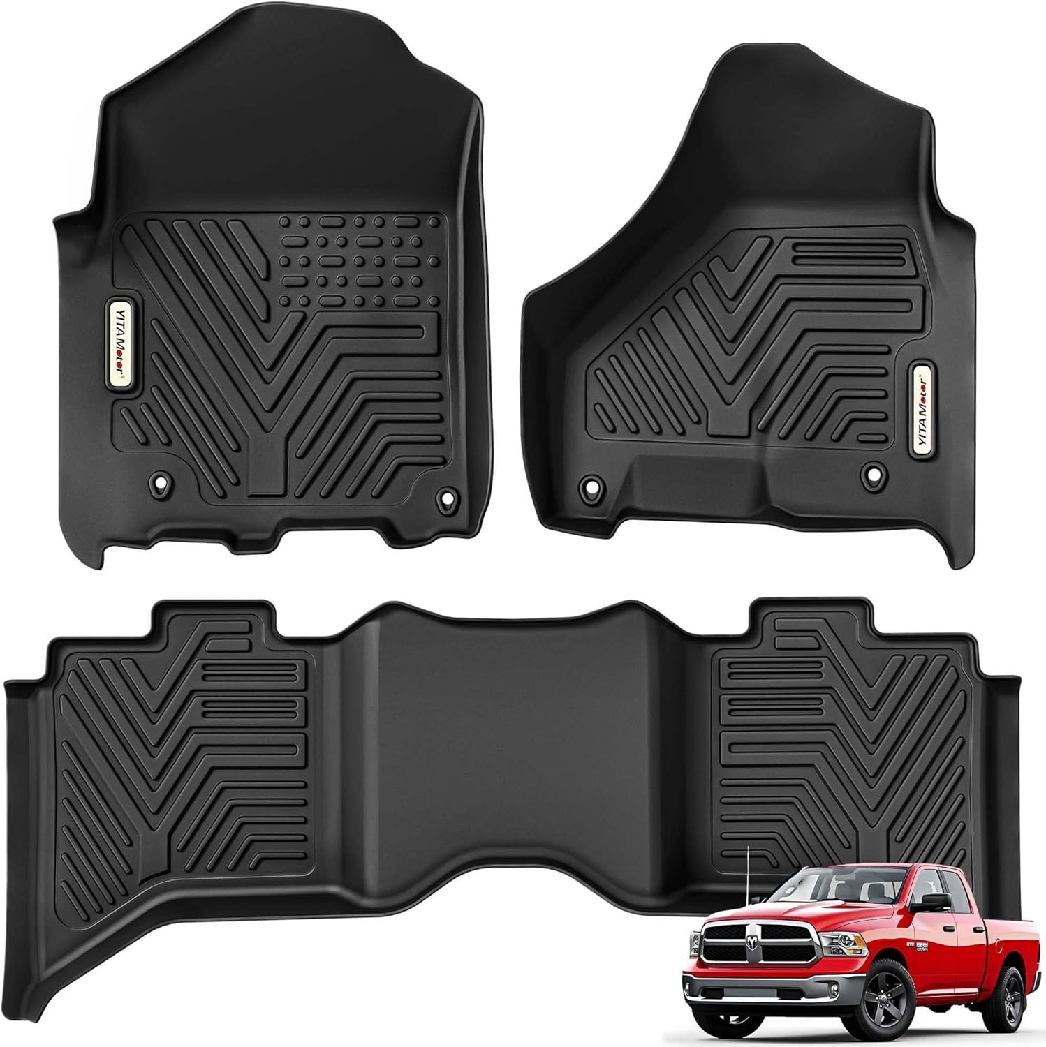 Floor Mats Fit for 2013-2018 Dodge Ram 1500/2500/3500 Crew Cab, 2019-2024 Ram ..