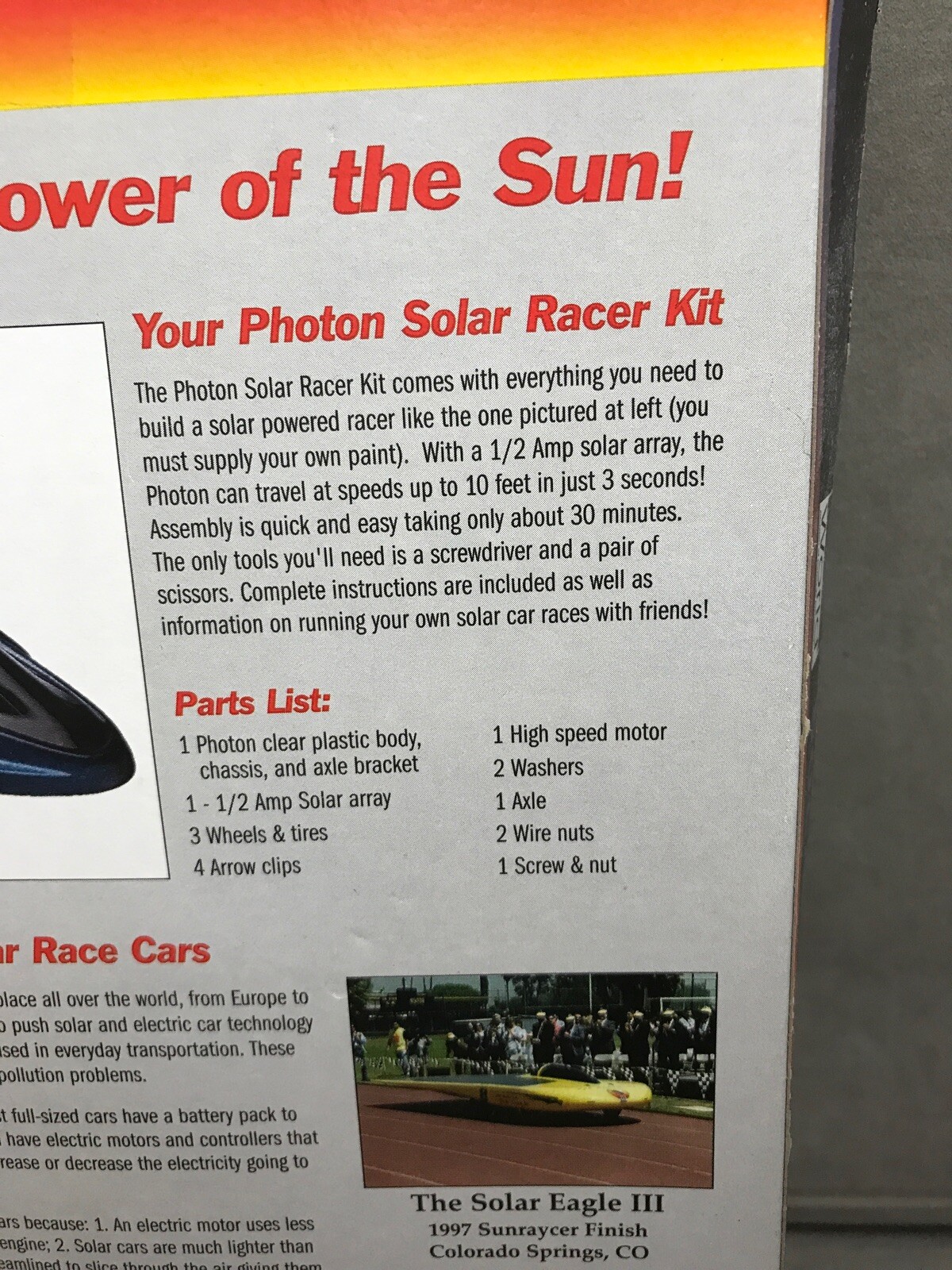 Elenco AK-590 Photon Solar Kits Racer Kit-tiny Damage On Box-for Ages 9+