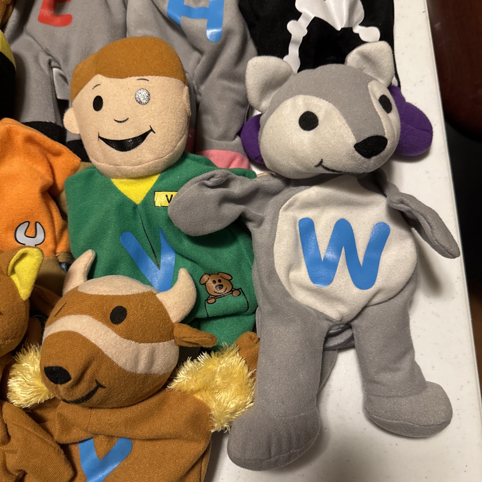 Lot of 11 Kaplan Early Learning Letter Alphabet Animal Job Plush Hand Puppets