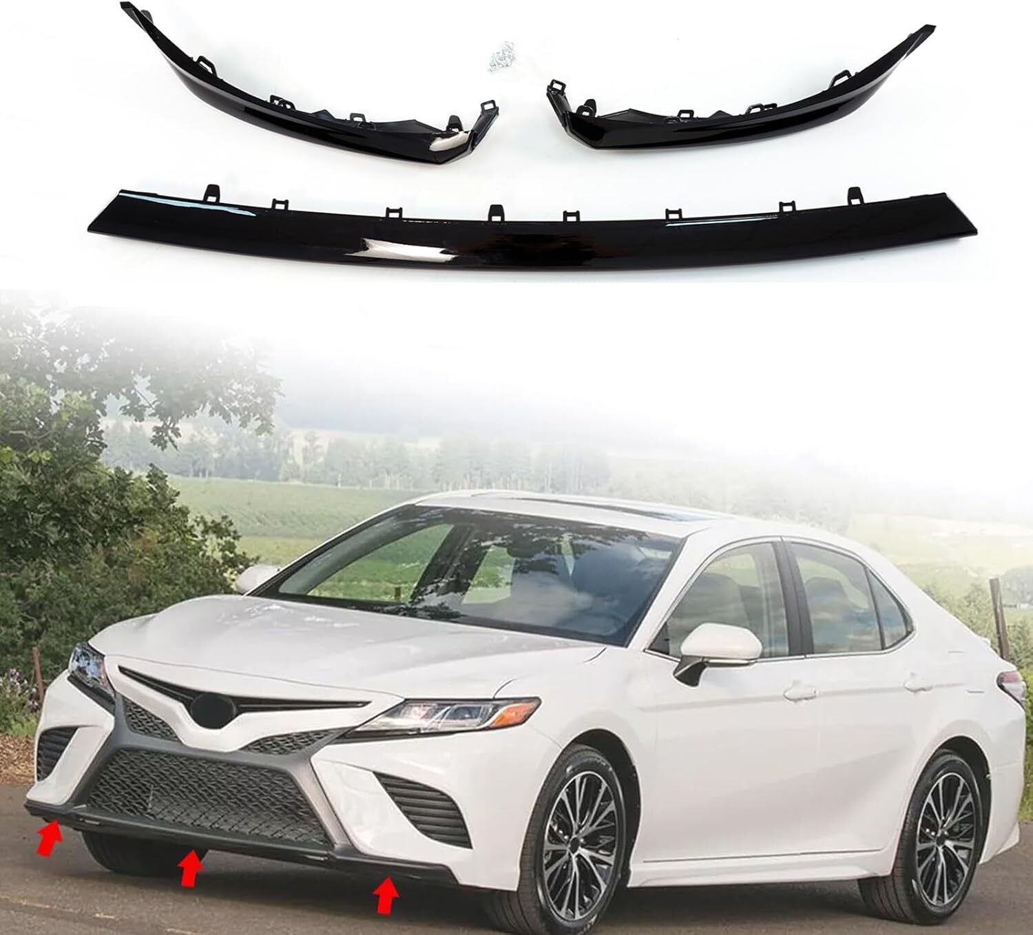 18-20 Toyota Camry SE XSE Front Bumper Lower Grille Trim Molding 3Pcs for Toyota