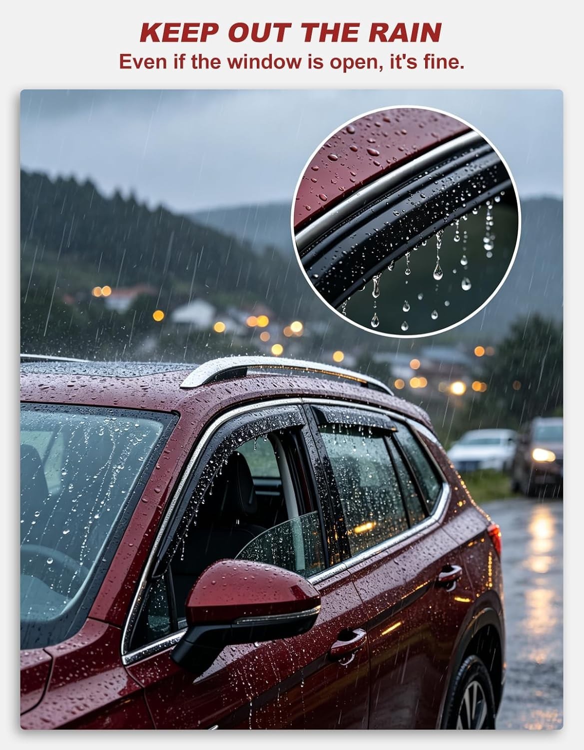 in-Channel Window Rain Guards Fit for Jeep Grand Cherokee(Limited) 2011-2021 Ext
