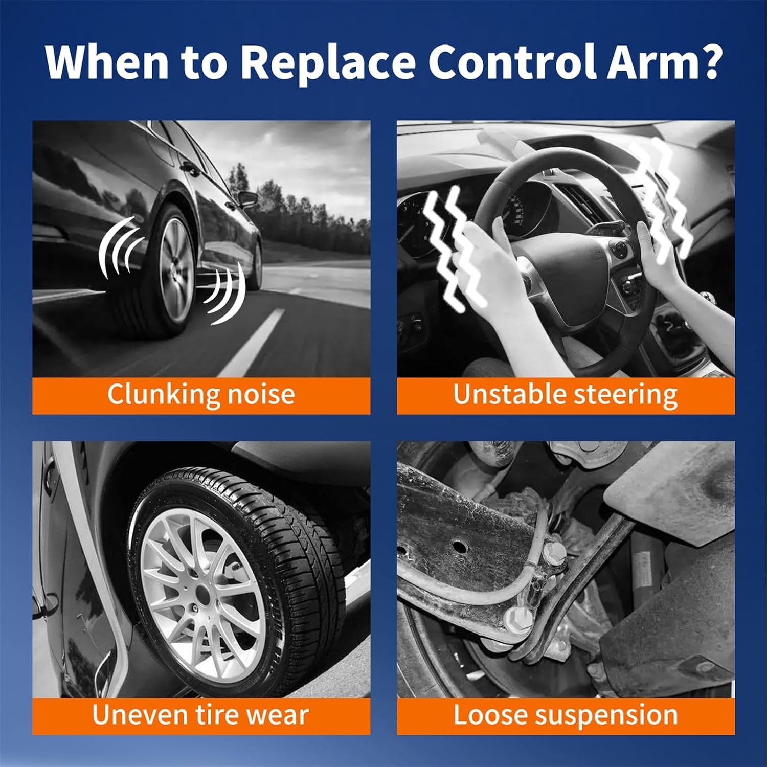 Rear Upper & Lower Control Arm Kit Compatible with 2011-2014 Dodge Avenger,