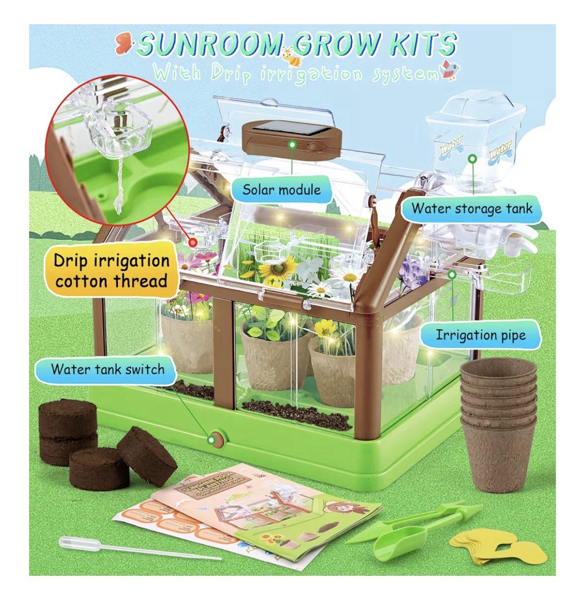 New In Box SOLAR ENERGY SUNSHINE ROOM Kids Greenhouse and Plant Growing Kit