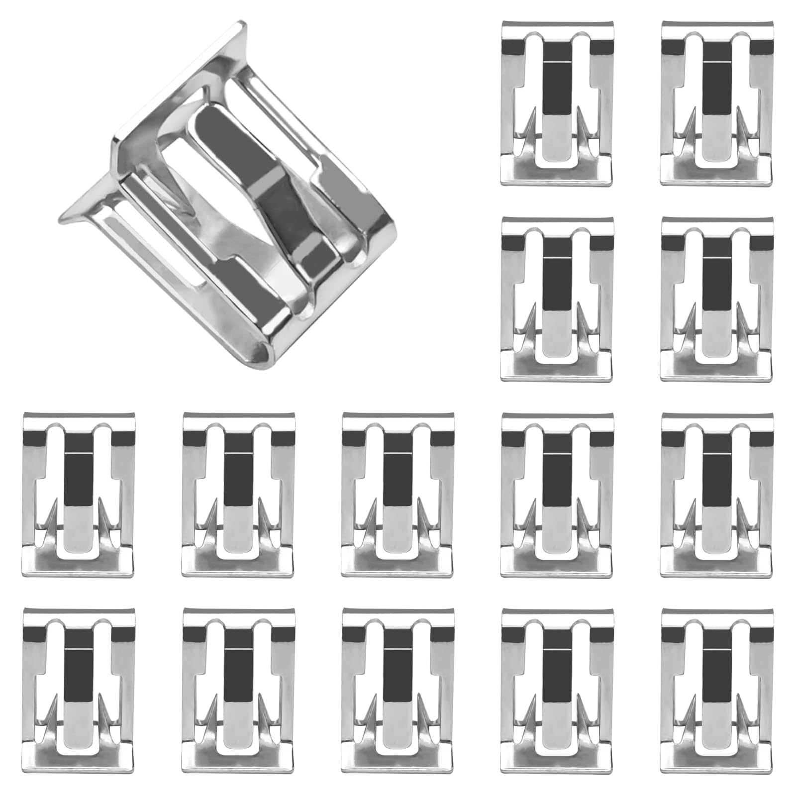 Mlahuier 15PCS Car Trim Panel Metal Retainer Clip, Universal 15PCS, Silver