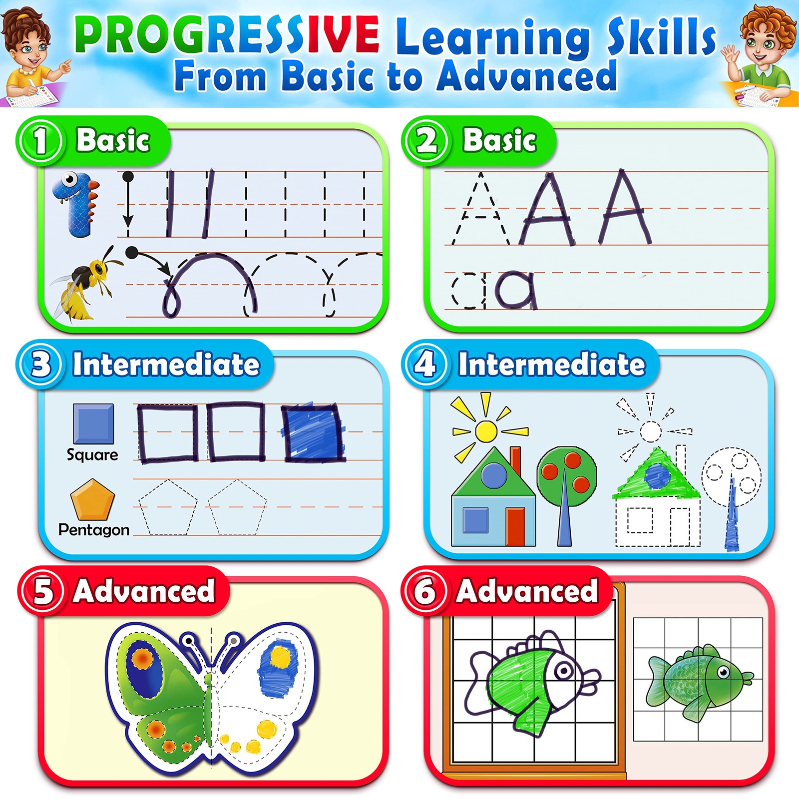 Hardcover Preschool Activity Workbook for Ages 3–5 – 32 Montessori Learning A…