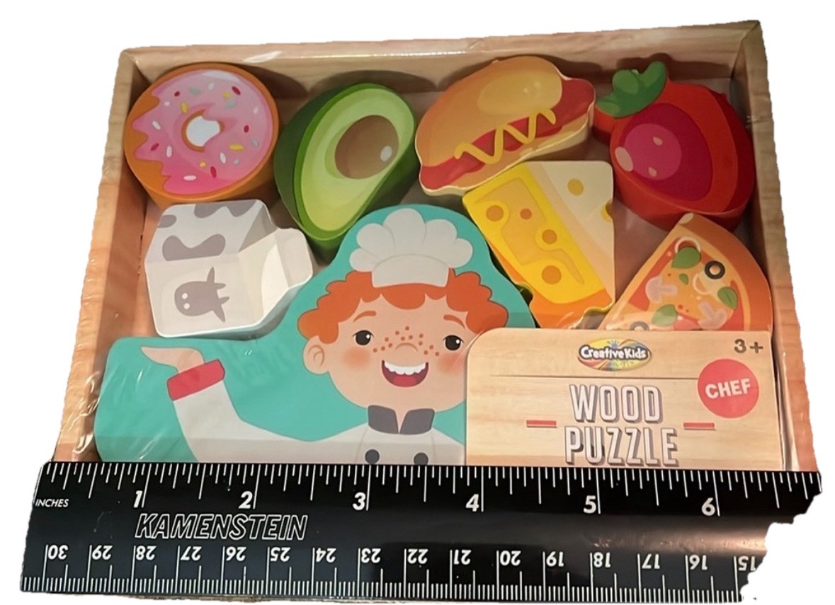 Creative Kids Wood Puzzle Stack and Balance Toy Set Chef Theme 8 Count Ages 3+