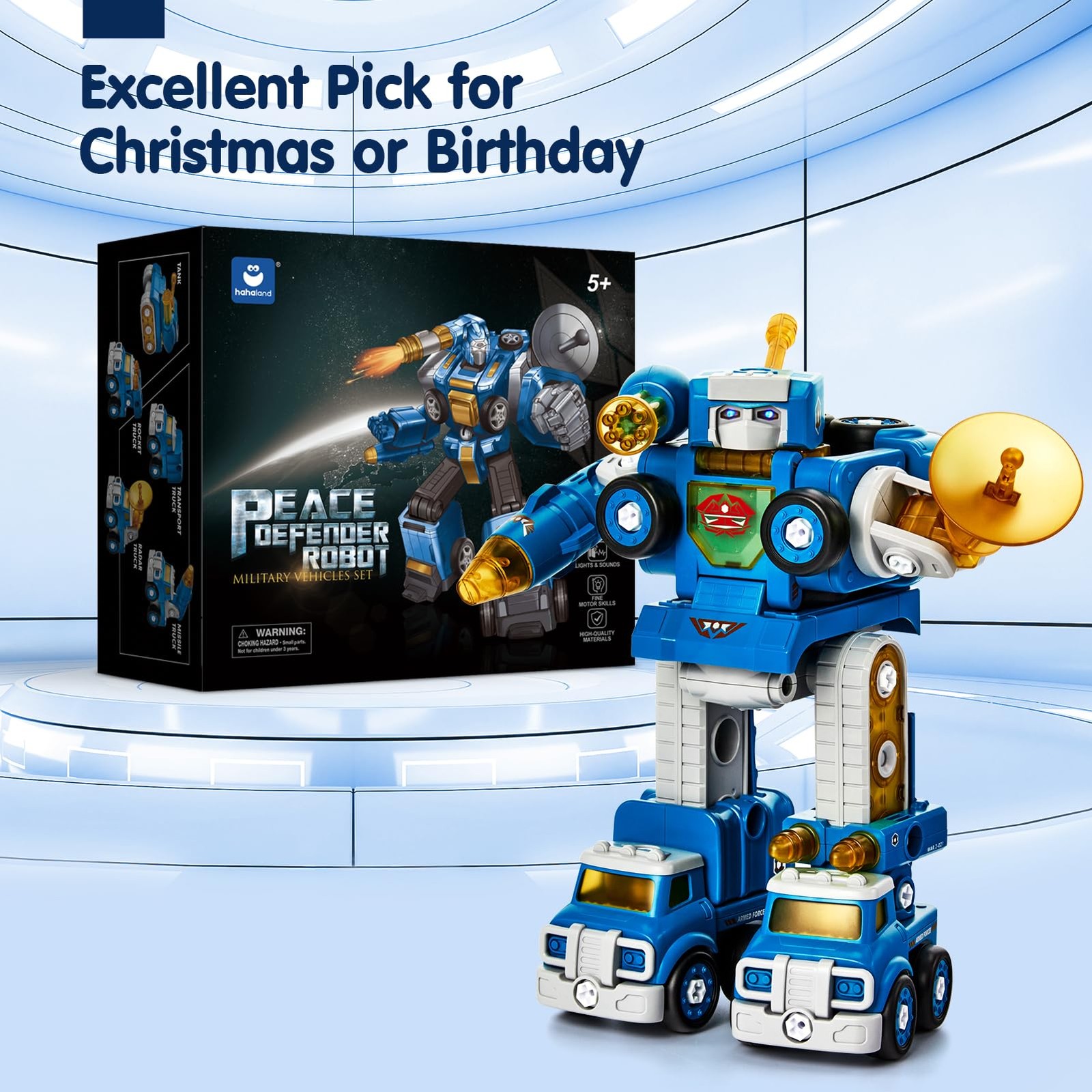 hahaland Toys for 5 Year Old Boy Birthday Gift, Stem Boys 6 Large, Blue