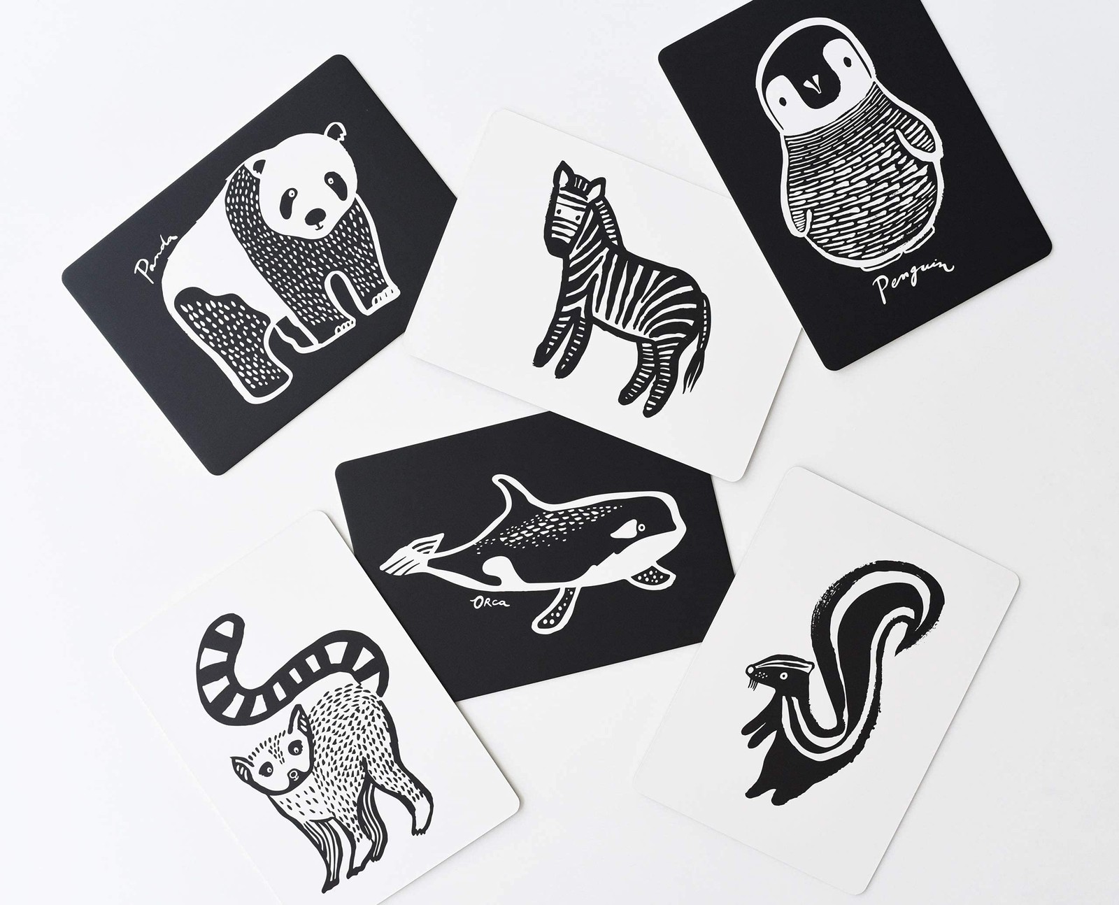 Art Cards for Baby, Durable High Contrast Black and White Animal Flashcards f…