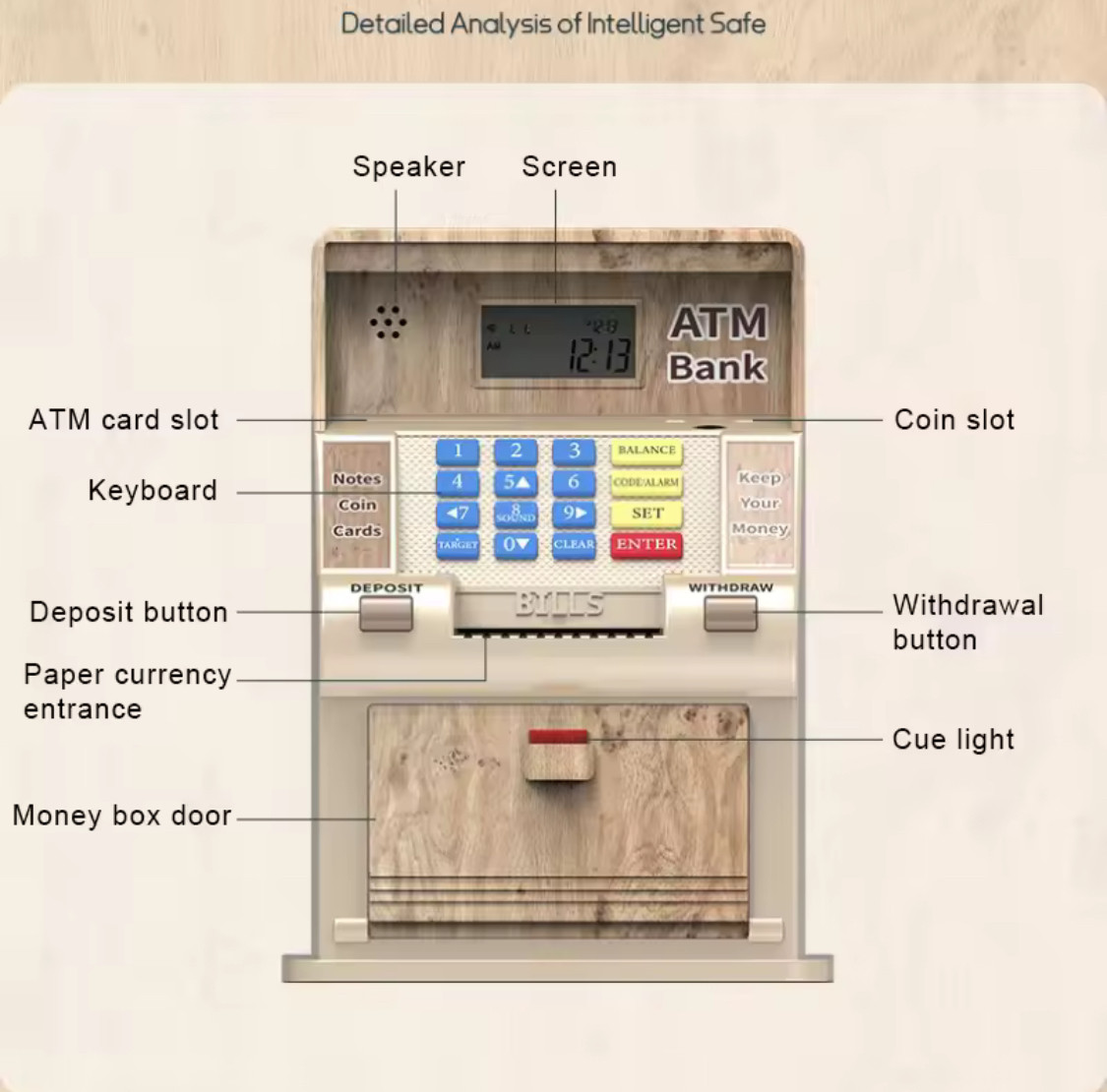 ATM Piggy Bank Kids Money Bank Electronic Saving Box Adult Coin Cash Machine