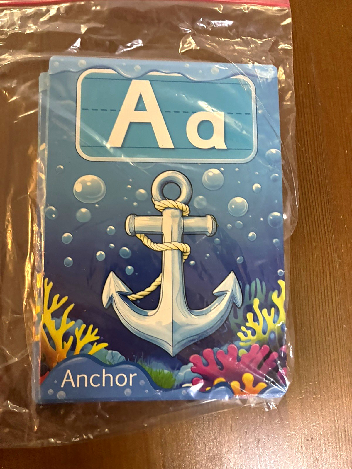 Alphabet Letter Flash Cards A a Anchor, Kids Educational Cards Ages 3-7